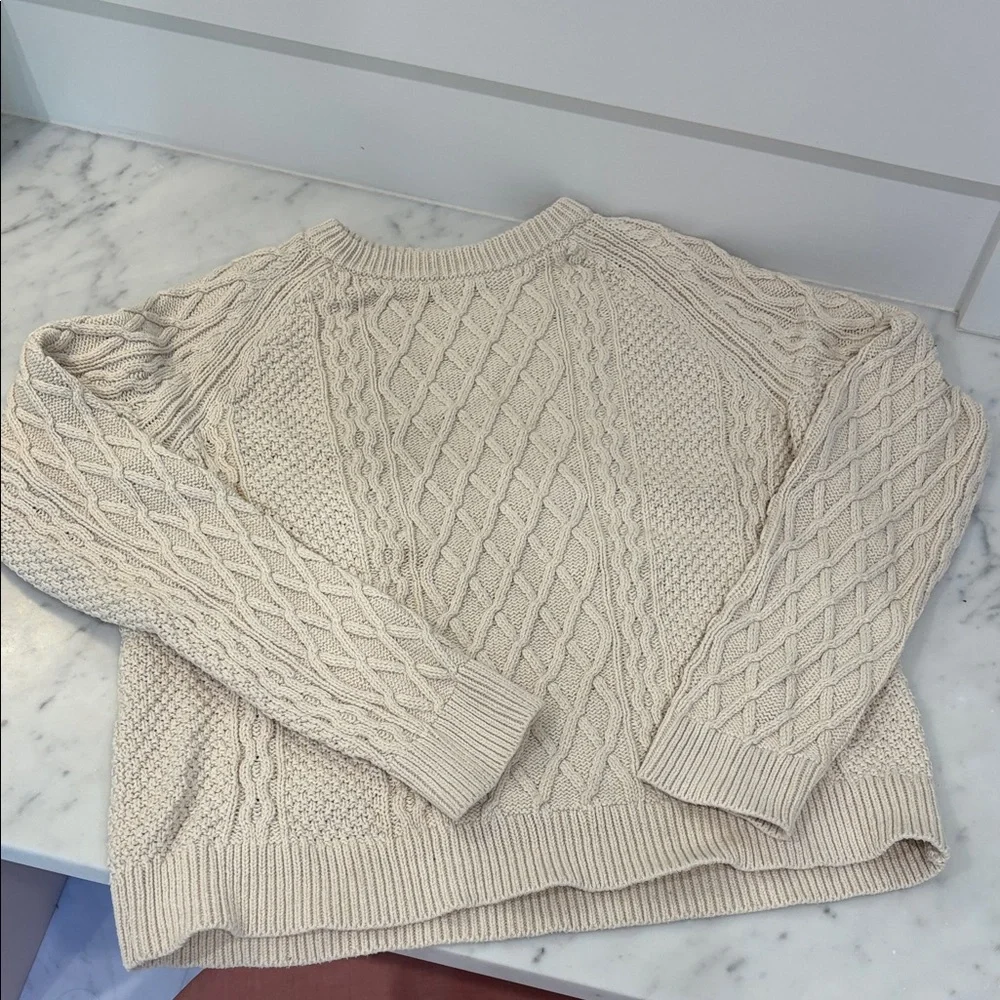 J. Crew Cream Cable Knit fisherman’s Sweater - Classic Textured Pullover